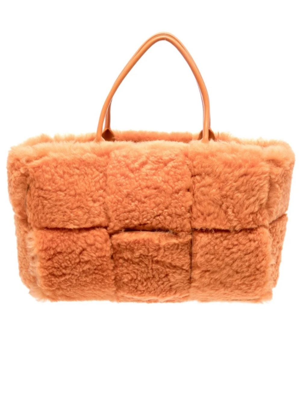 BOTTEGA VENETA Large Arco Shearling Tote. Orange. Like New. RT $ 3970.